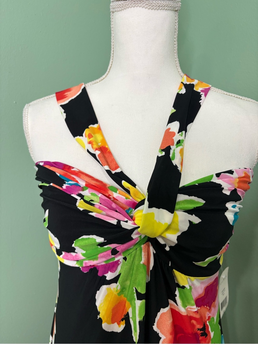 Lauren Ralph Lauren Black Strapless Floral Maxi Dress with Bright Blooms - Picture 5 of 13
